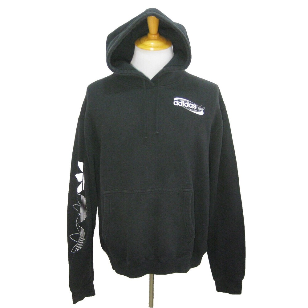 ADIDAS Men's (Size XL) Black Athletic Hoodie Graphic Logo Hooded Sweatshirt